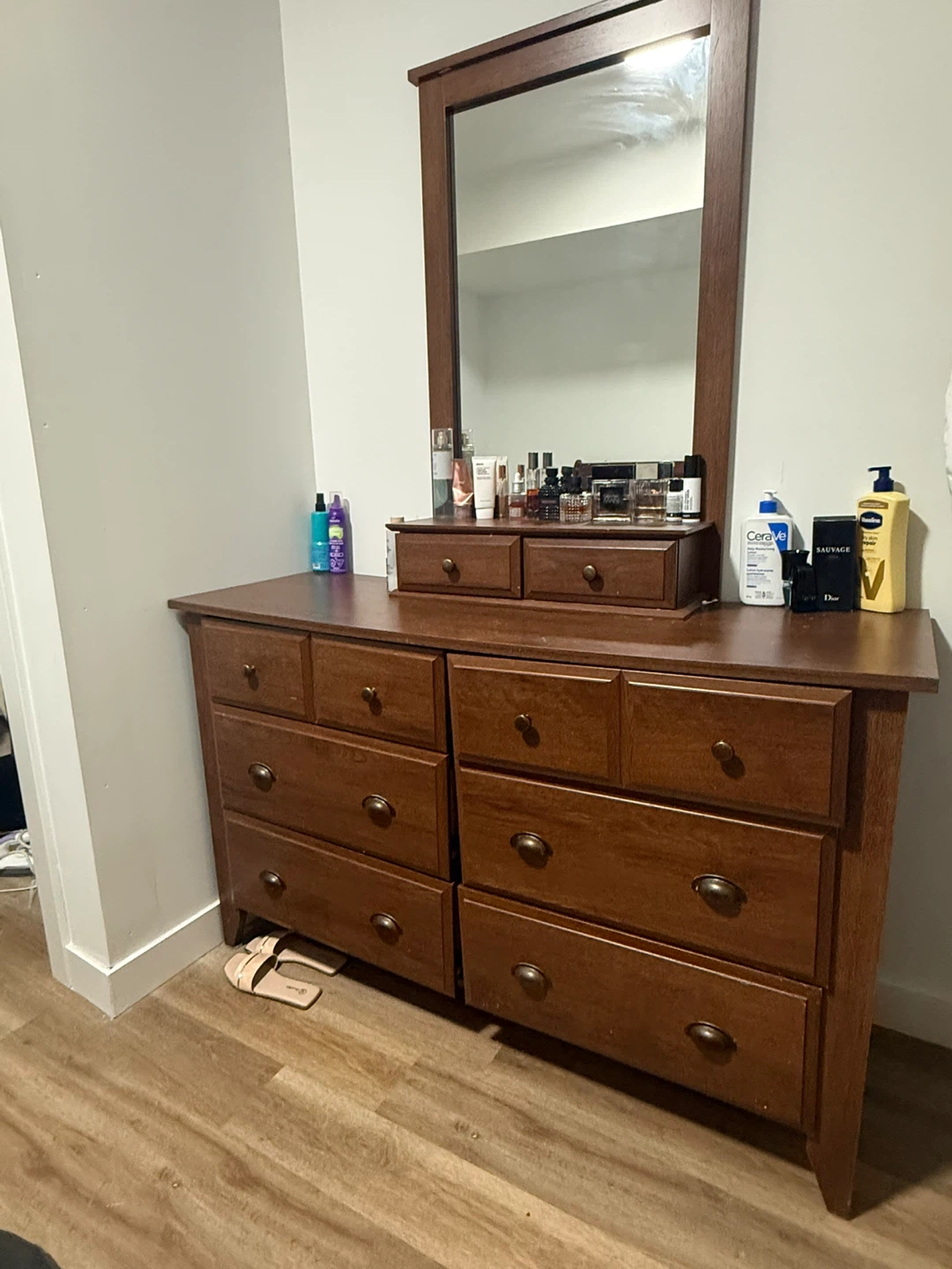 Wooden Dresser with Mirror