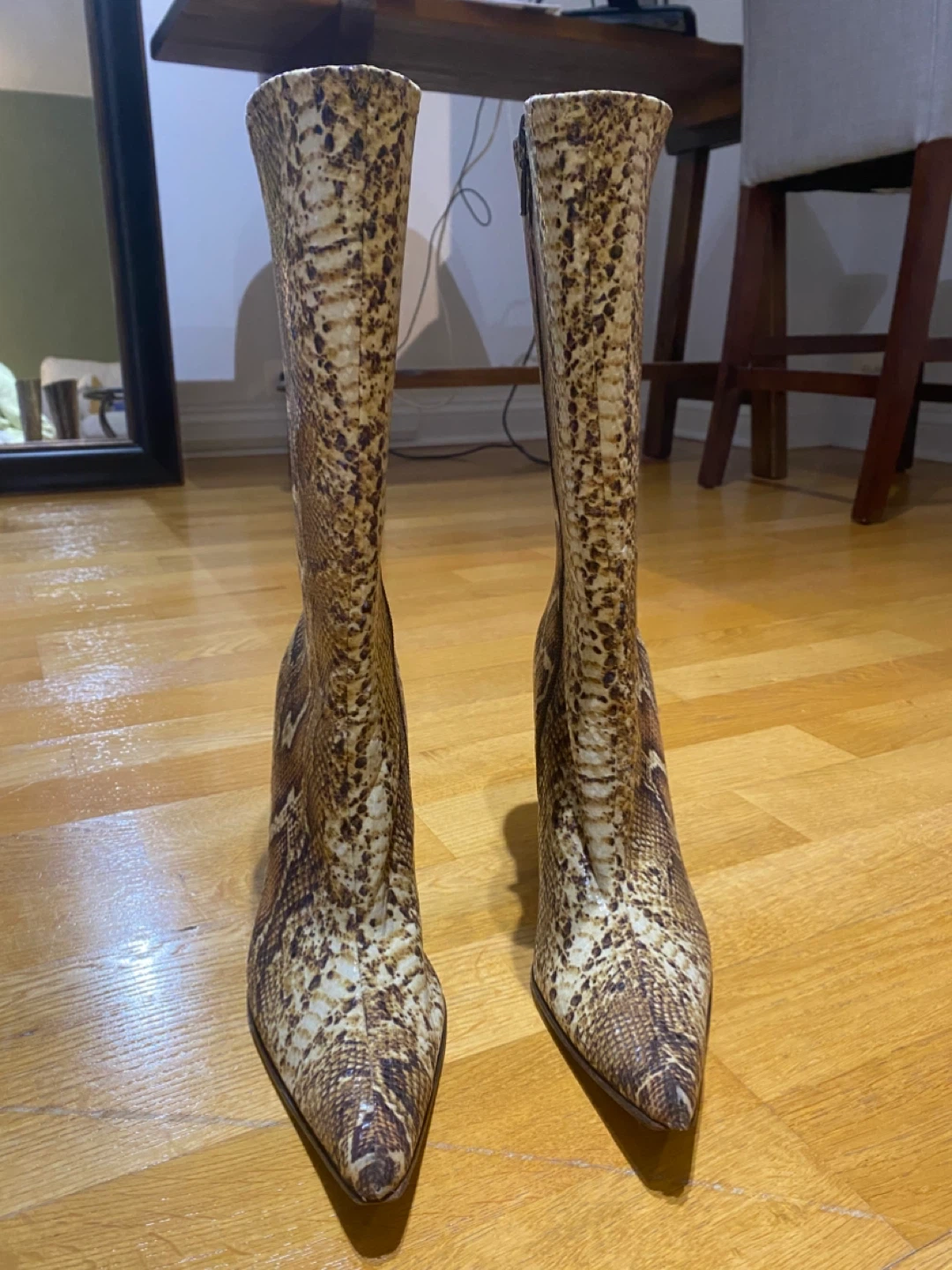 Bebe Snakeskin Print Heeled Boots, Size 7.5 - photo 2