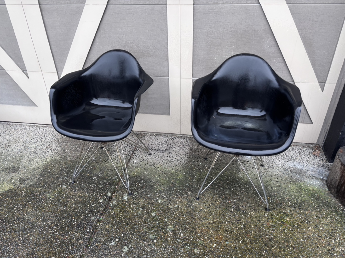 Pair of Eames Style Shell Chairs - Black