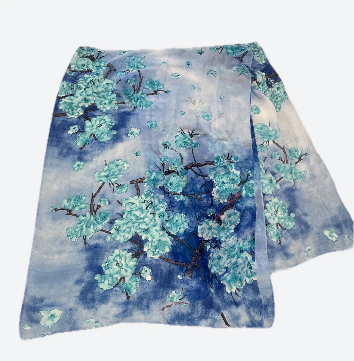 Floral Print Scarf - Blue