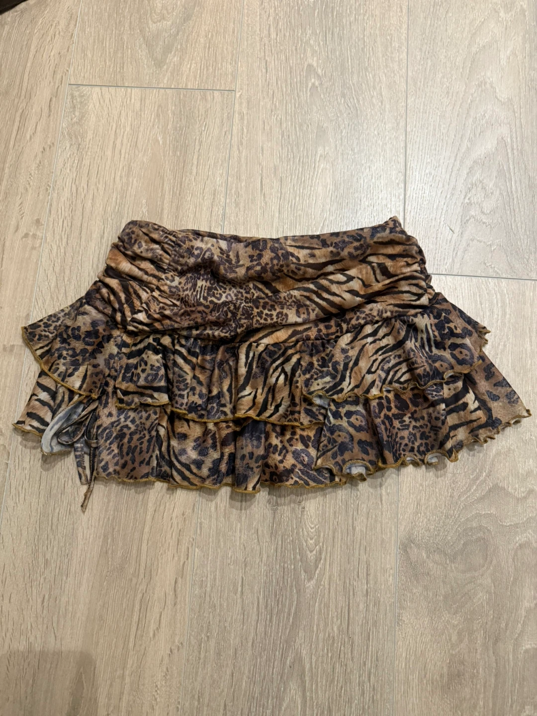 Brown Animal Print Mini Skirt