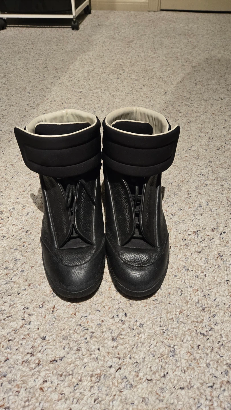 Maison Margiela Black Leather High-Top Sneakers Size 22