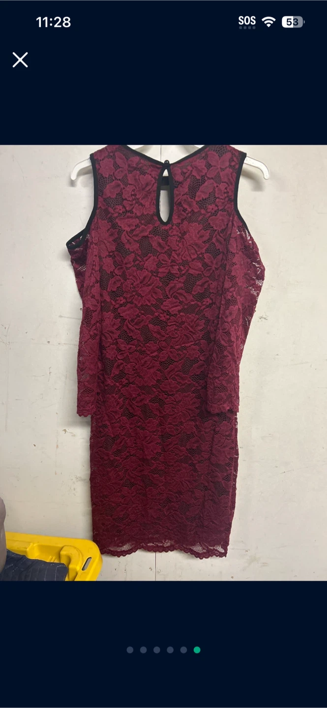 Burgundy Lace Cold Shoulder Dress - Size L - photo 2