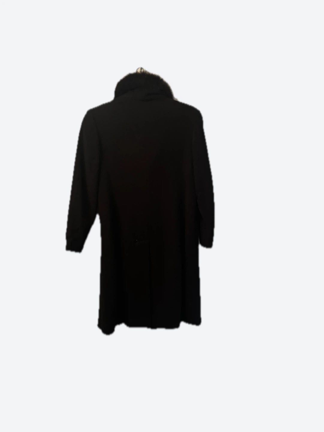 Vintage Black Wool Coat with Fur Collar - Size 12 - photo 3