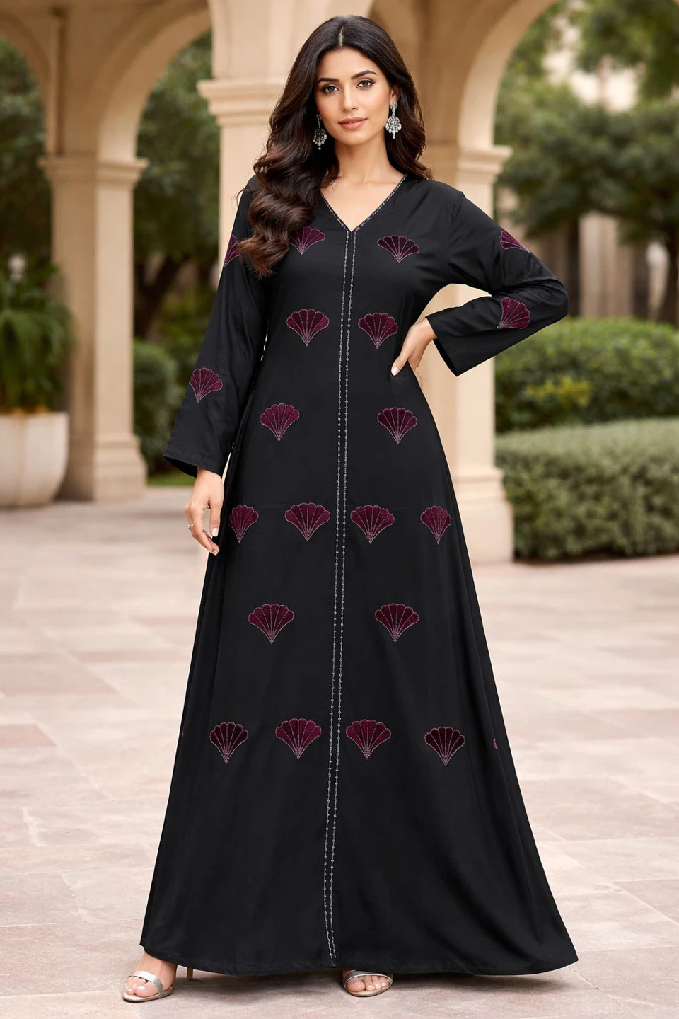 Black Embroidered Long Sleeve Dress - photo 2