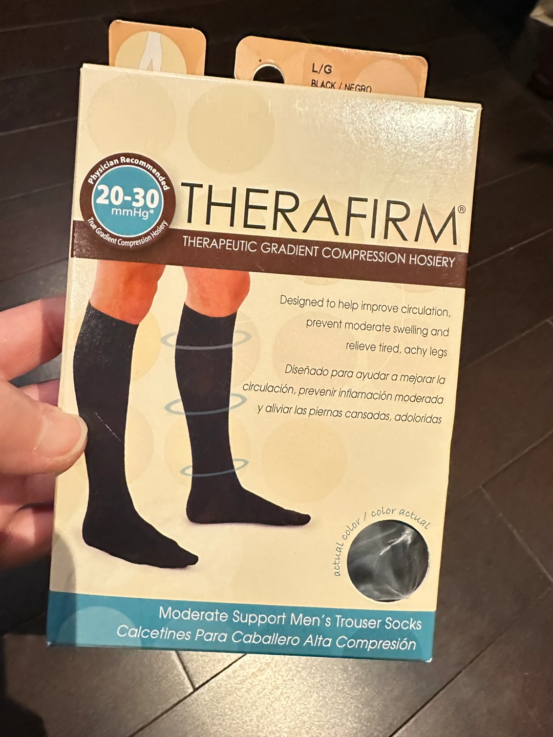Therafirm Men's Trouser Socks L/G Black