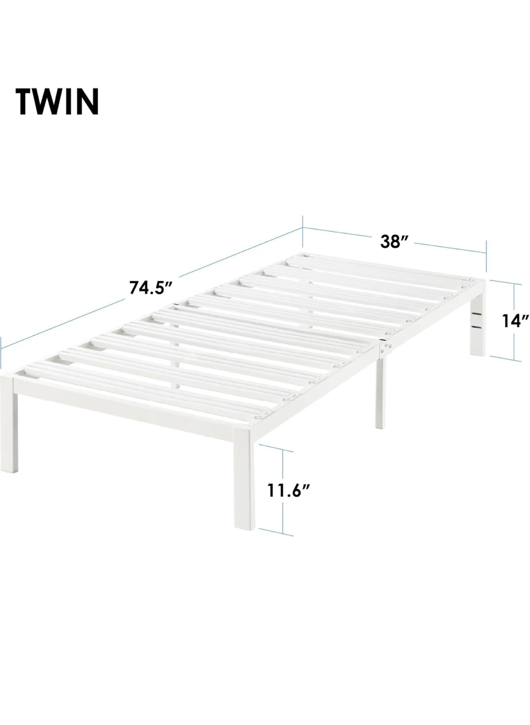 Twin Size Bed Frame - 74.5" x 38"