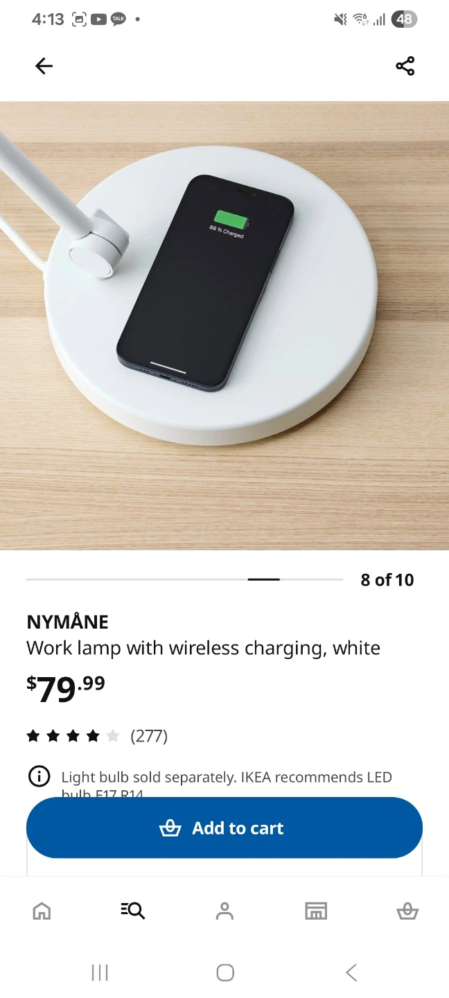 IKEA NYMÅNE White Work Lamp w/ Wireless Charging - photo 2