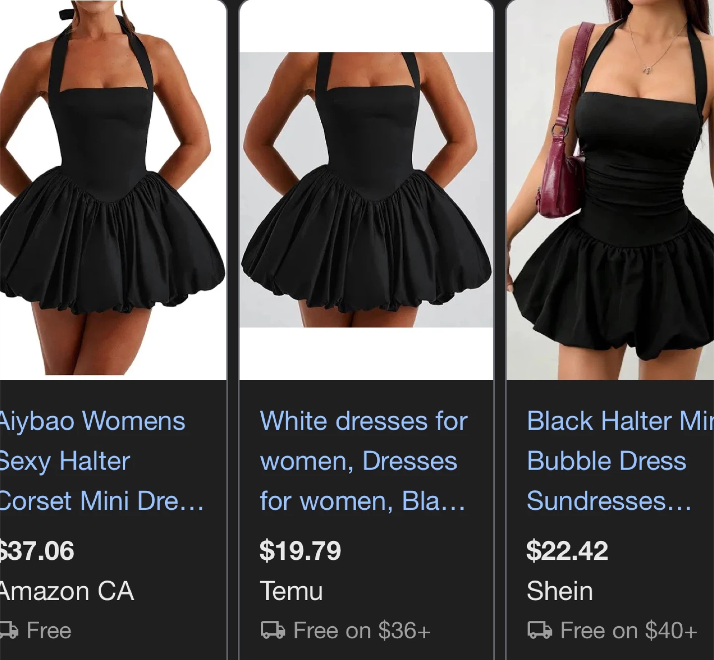 Brand New Black Mini Bubble Dress