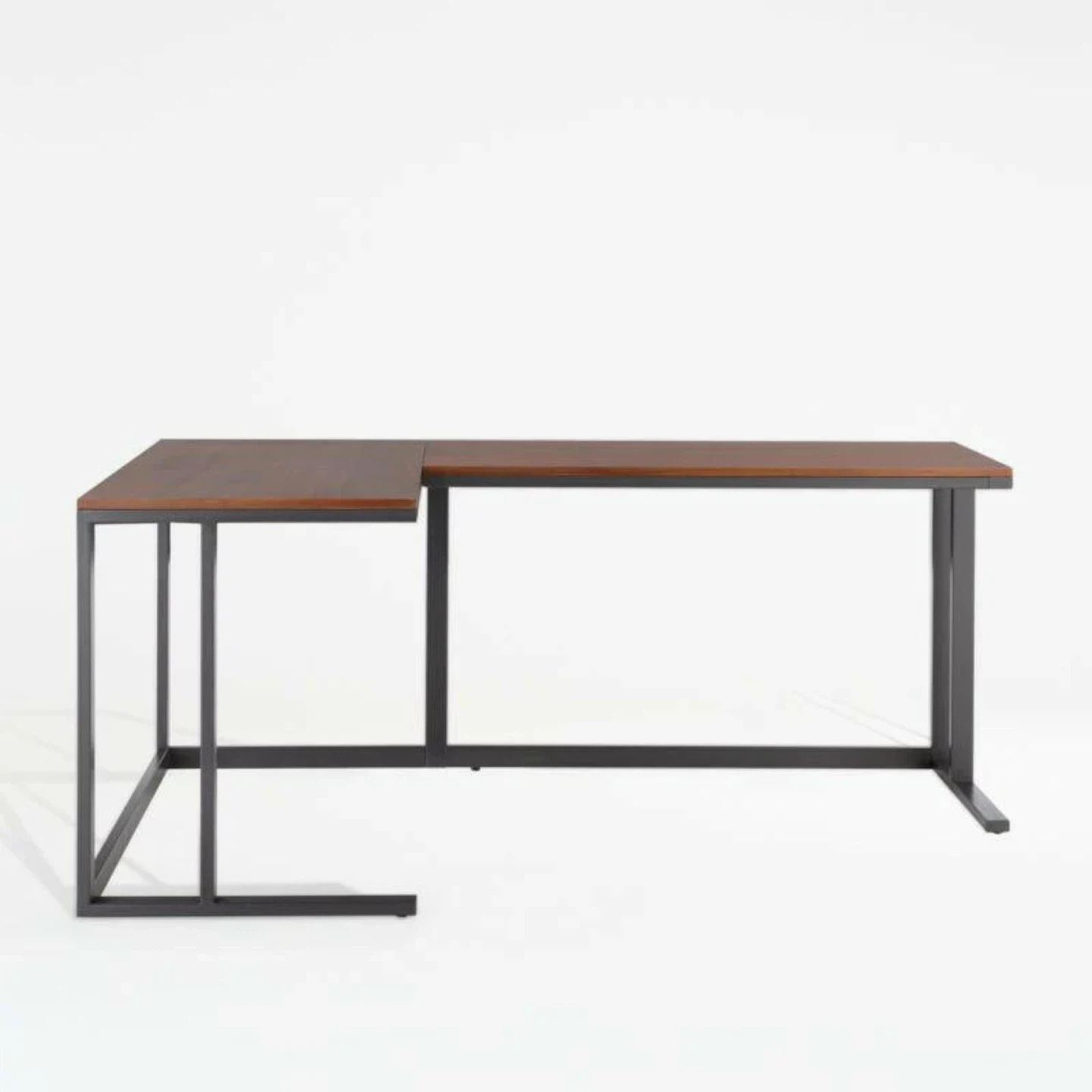 Crate and Barrel Pilsen L-shaped Desk Graphite with Walnut Top