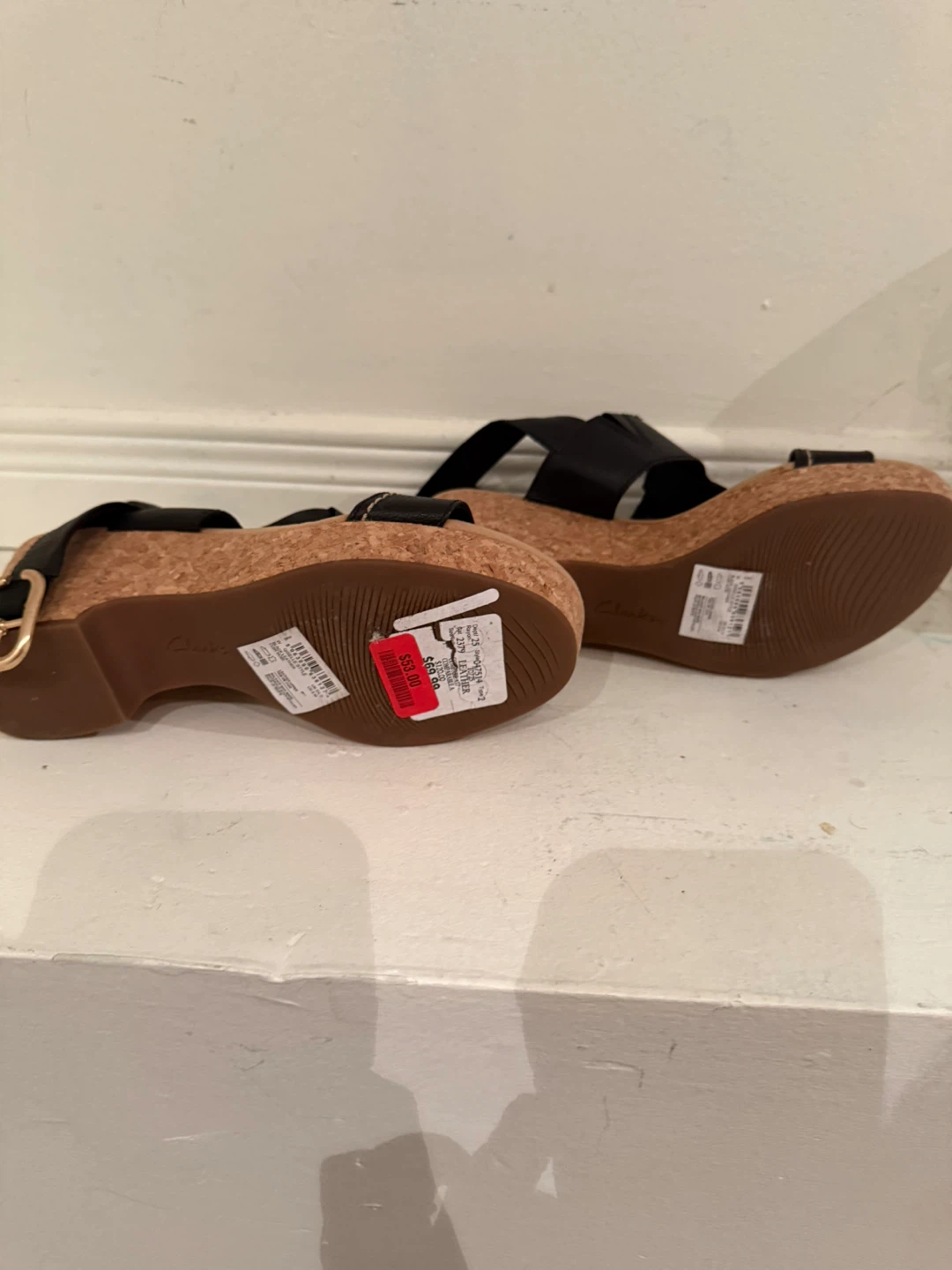 Clarks Leather Wedge Sandals - Size 8 - photo 3