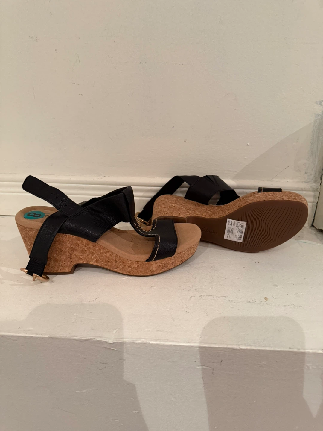 Clarks Leather Wedge Sandals - Size 8 - photo 5