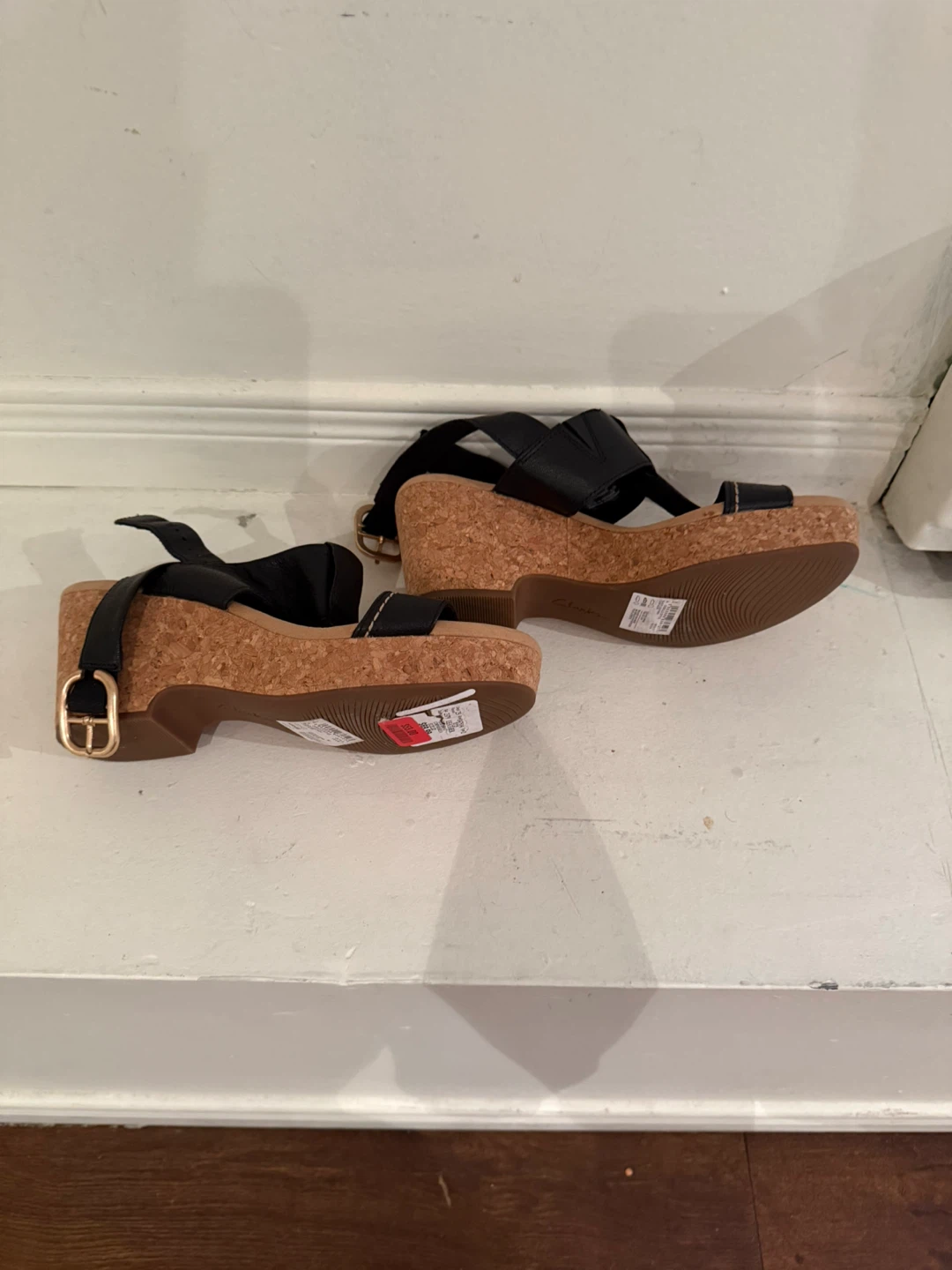 Clarks Leather Wedge Sandals - Size 8 - photo 2