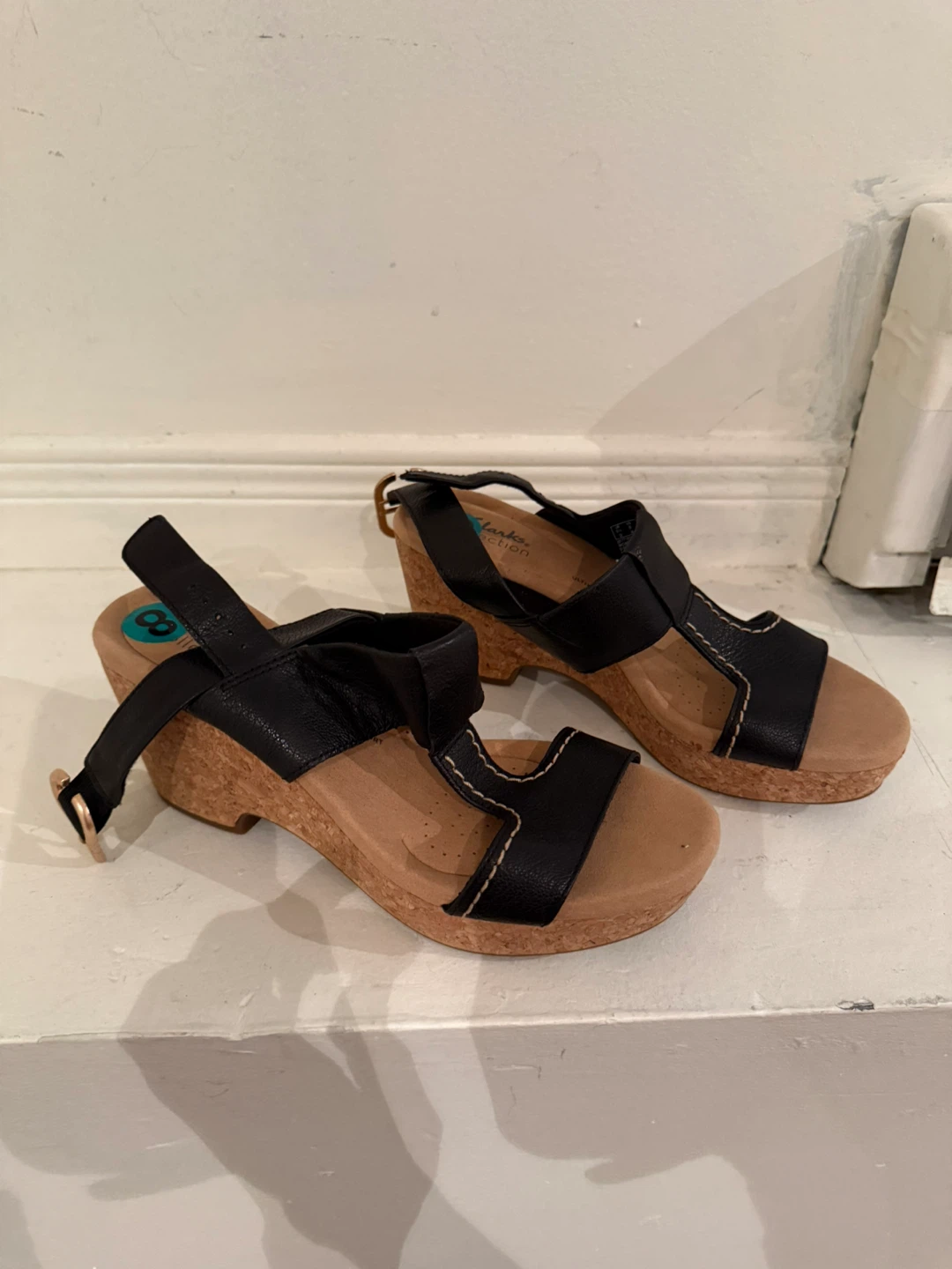 Clarks Leather Wedge Sandals - Size 8 - photo 4