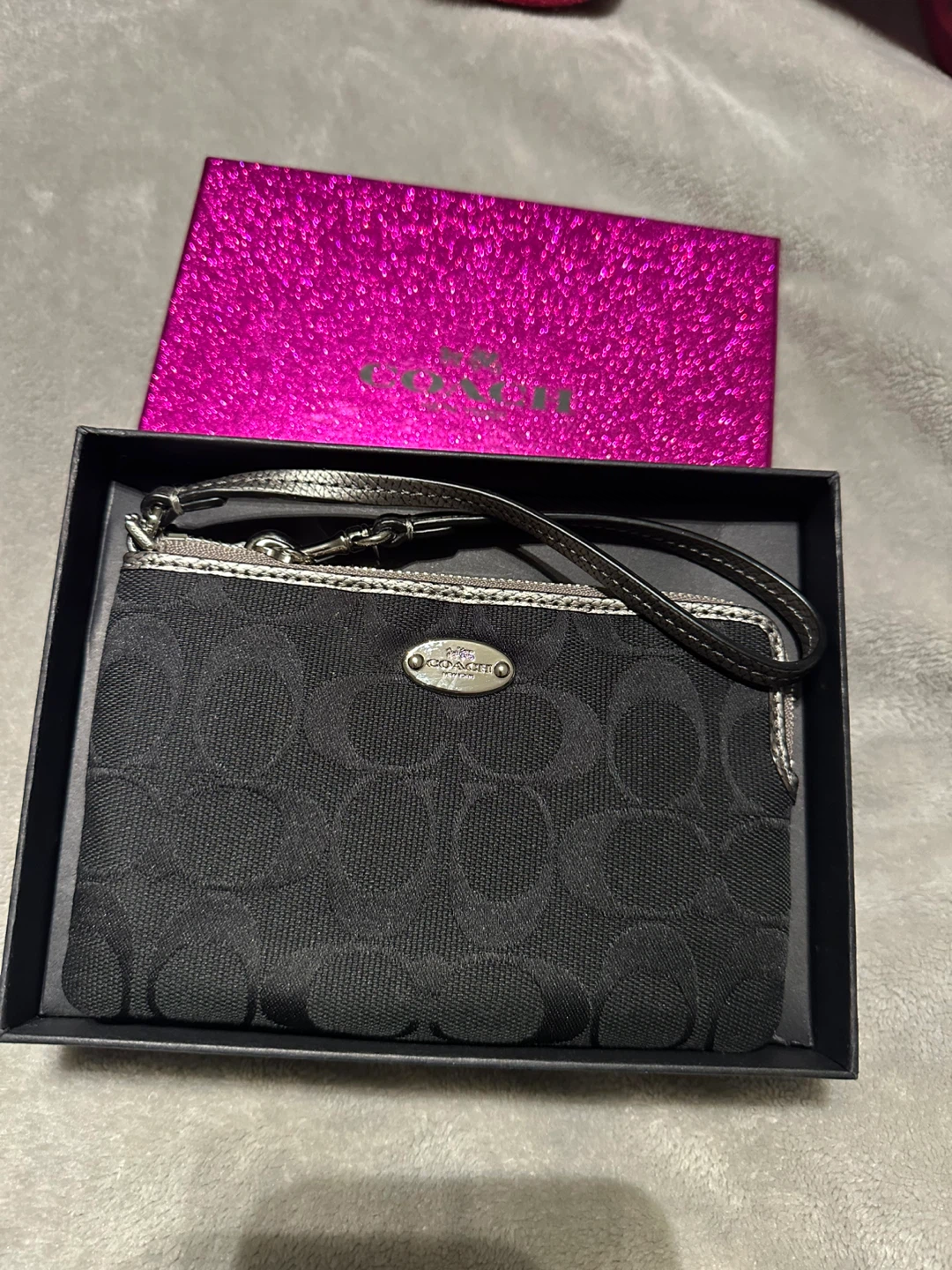 Coach Black Wristlet with Box