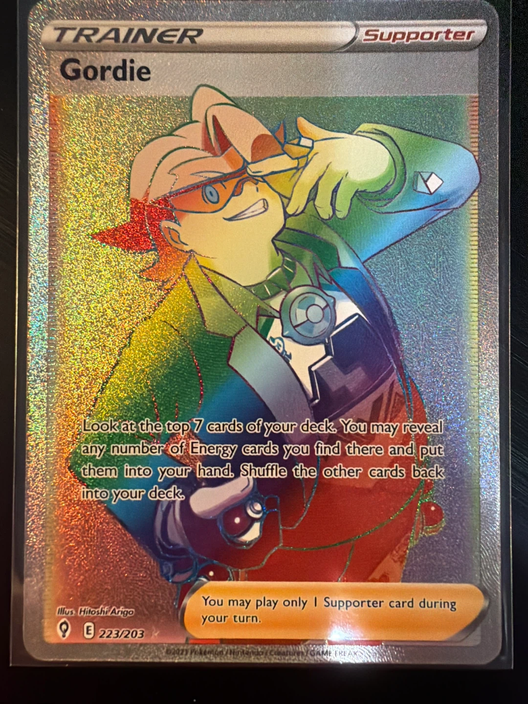 Gordie Full Art UR Rainbow Card 223/203 SWSH Evolving Skies