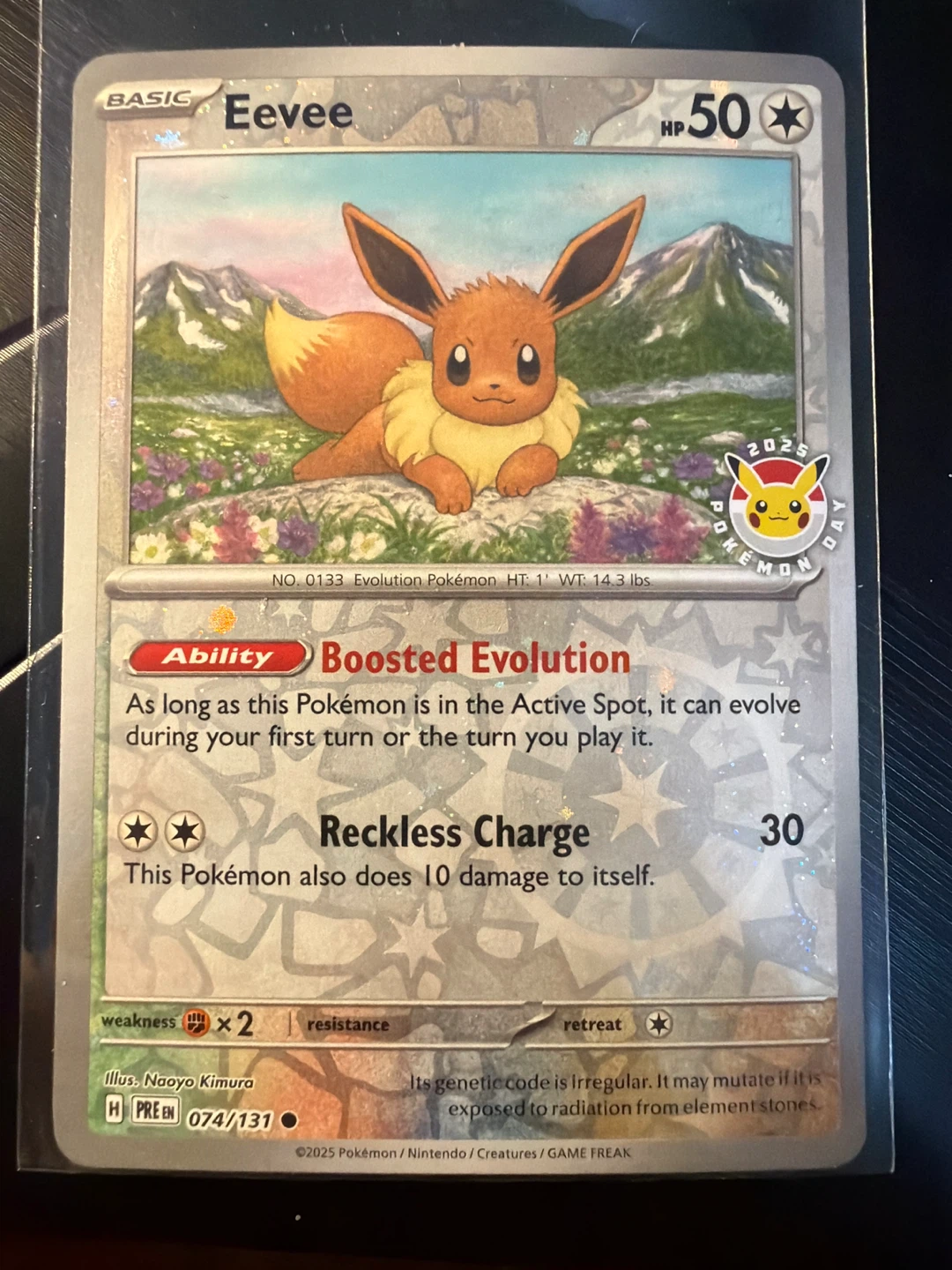 Eevee Pokémon Day 2025 Cosmo Reverse Holo Stamped Promo Card
