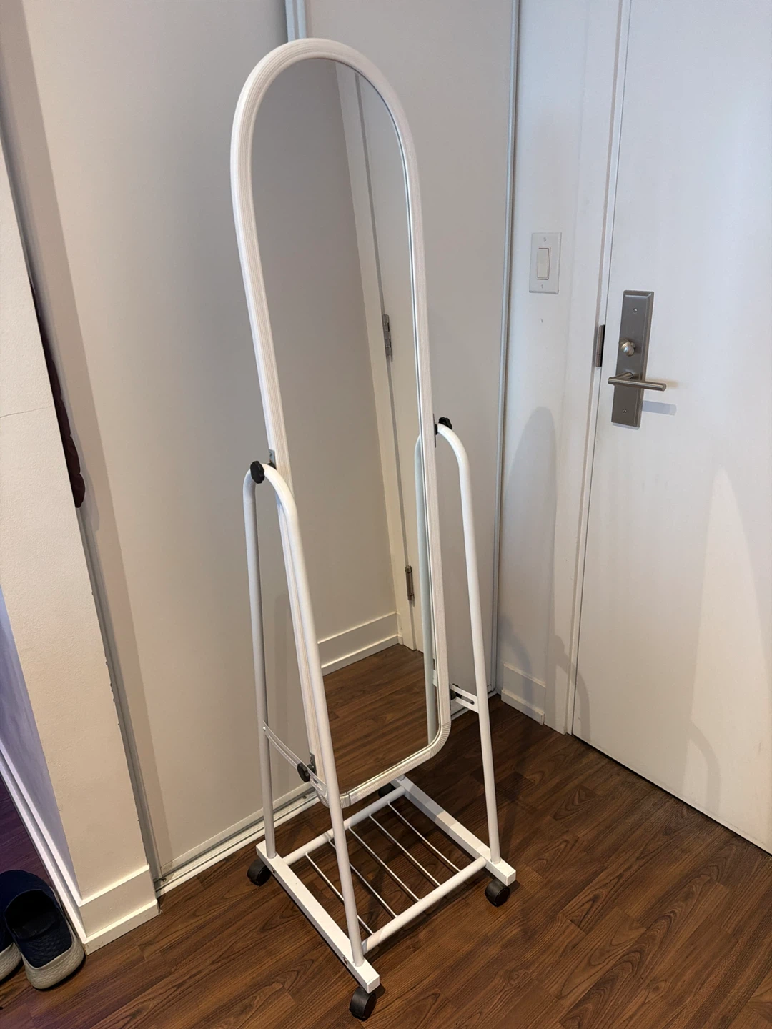 White Full Length Mirror with wheels