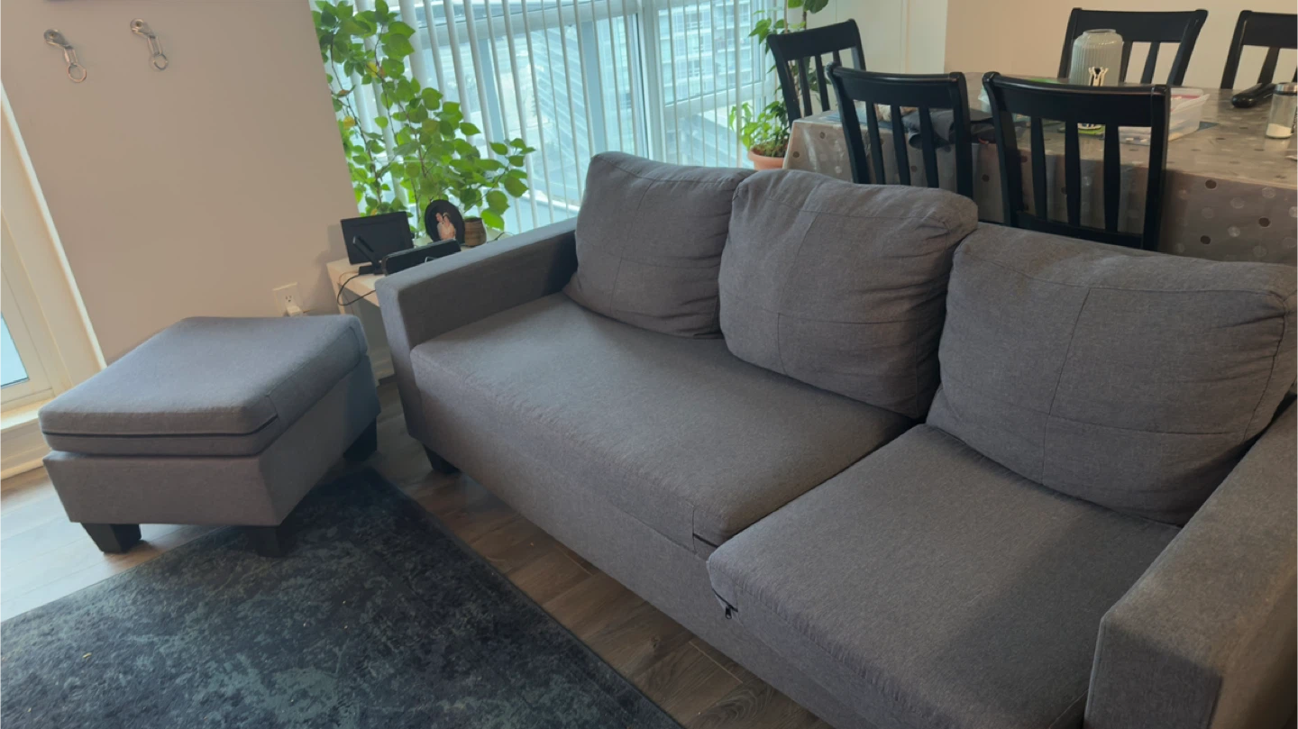 Grey Sofa with Ottoman - photo 2