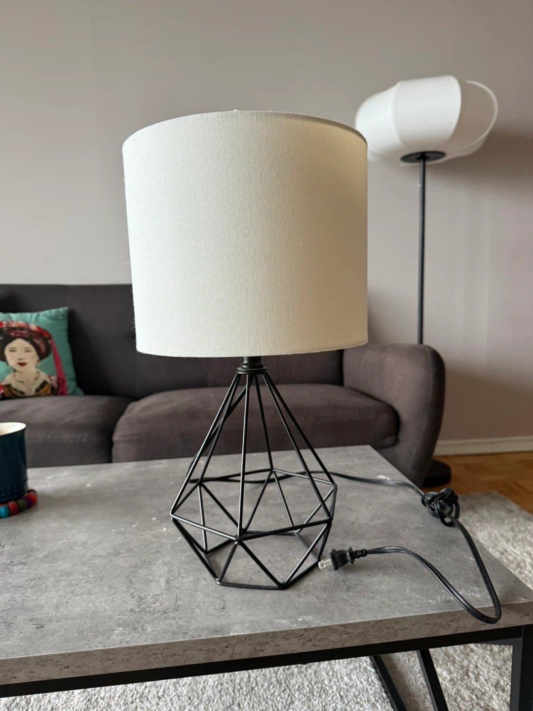 Modern Table Lamp - Black Base, White Shade