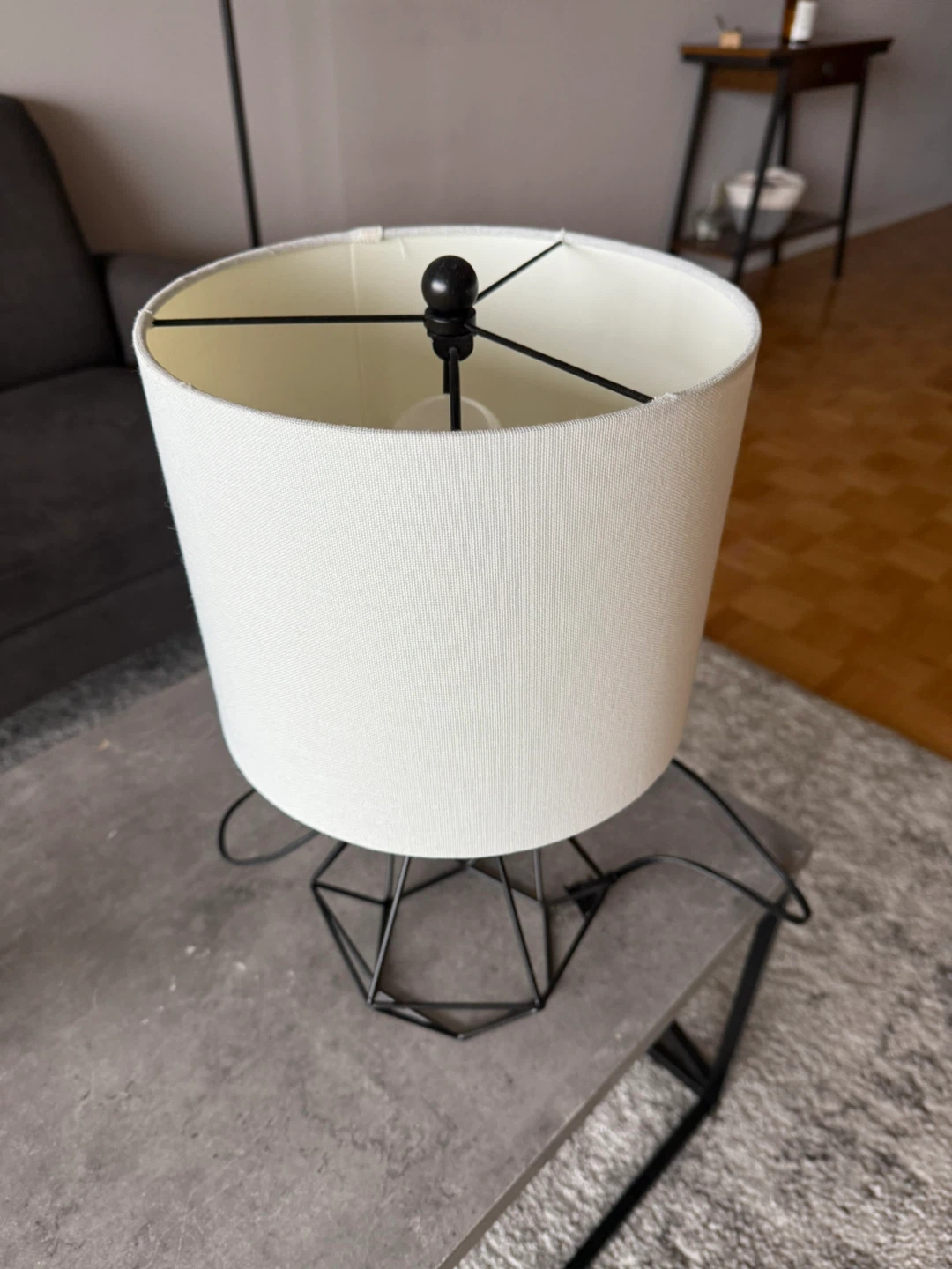 Modern Table Lamp - Black Base, White Shade - photo 2