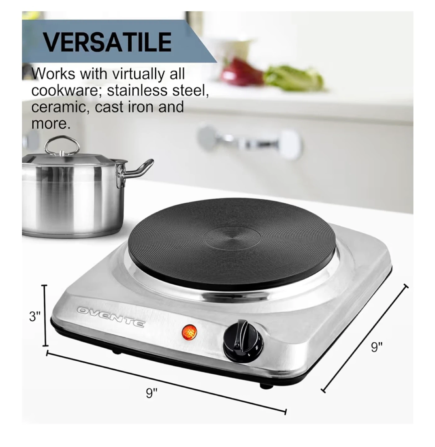 NWT Ovente BGS101S Portable Electric Single Burner - photo 3
