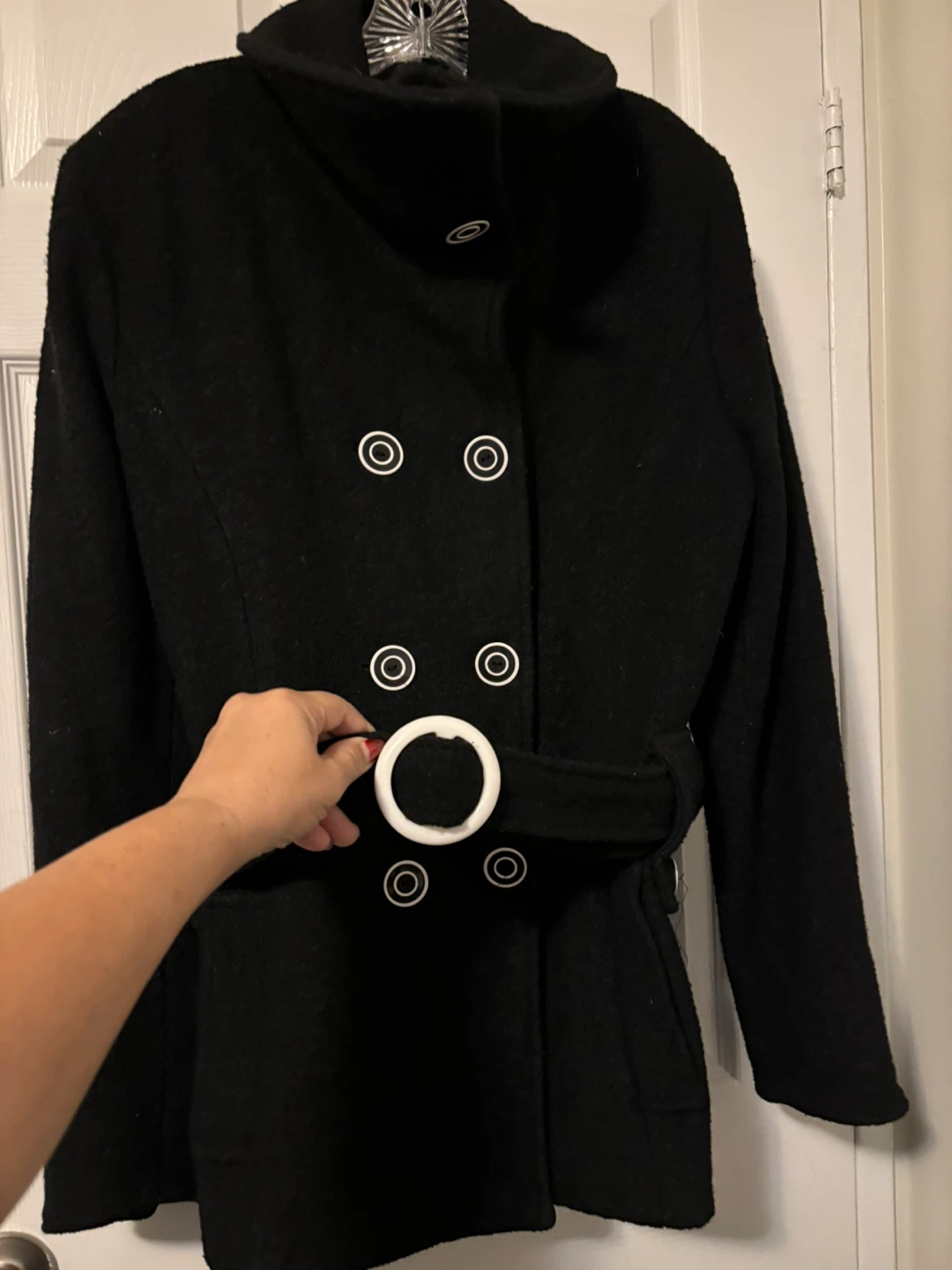 Black belted pea coat - photo 3