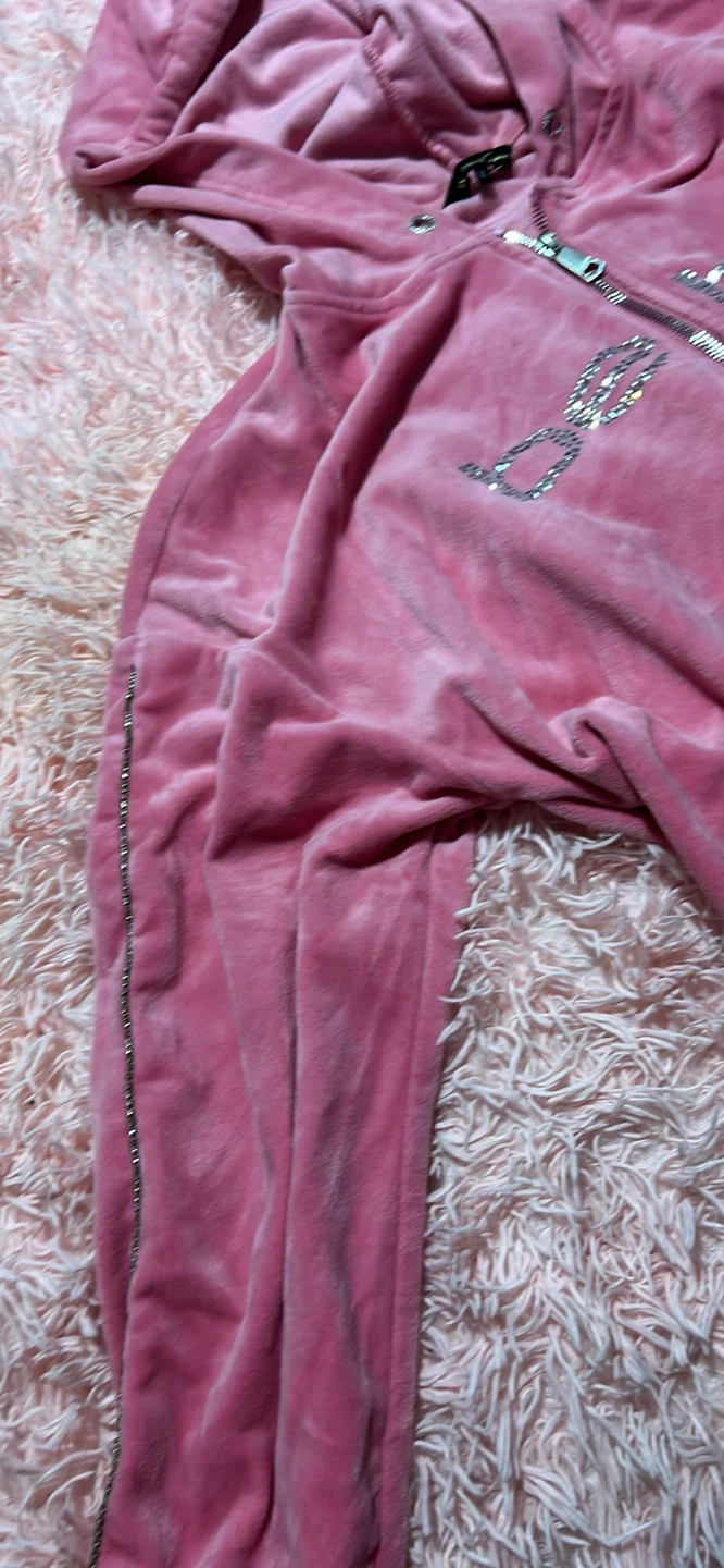 Bebe Pink Velour Rhinestone Hoodie XL - photo 2
