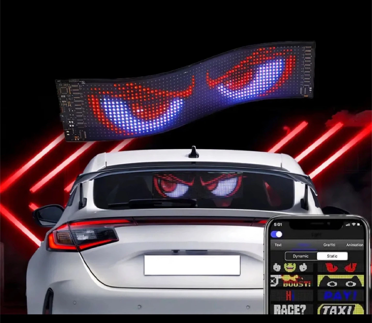 LED Car Display Screen with App Control