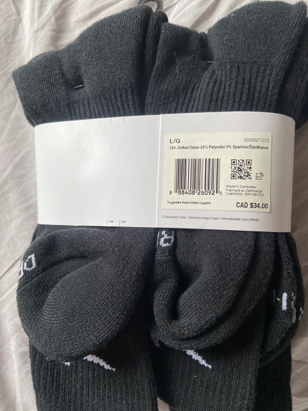 Nike Everyday Plus Cushioned Crew Socks - Black L/G - photo 2