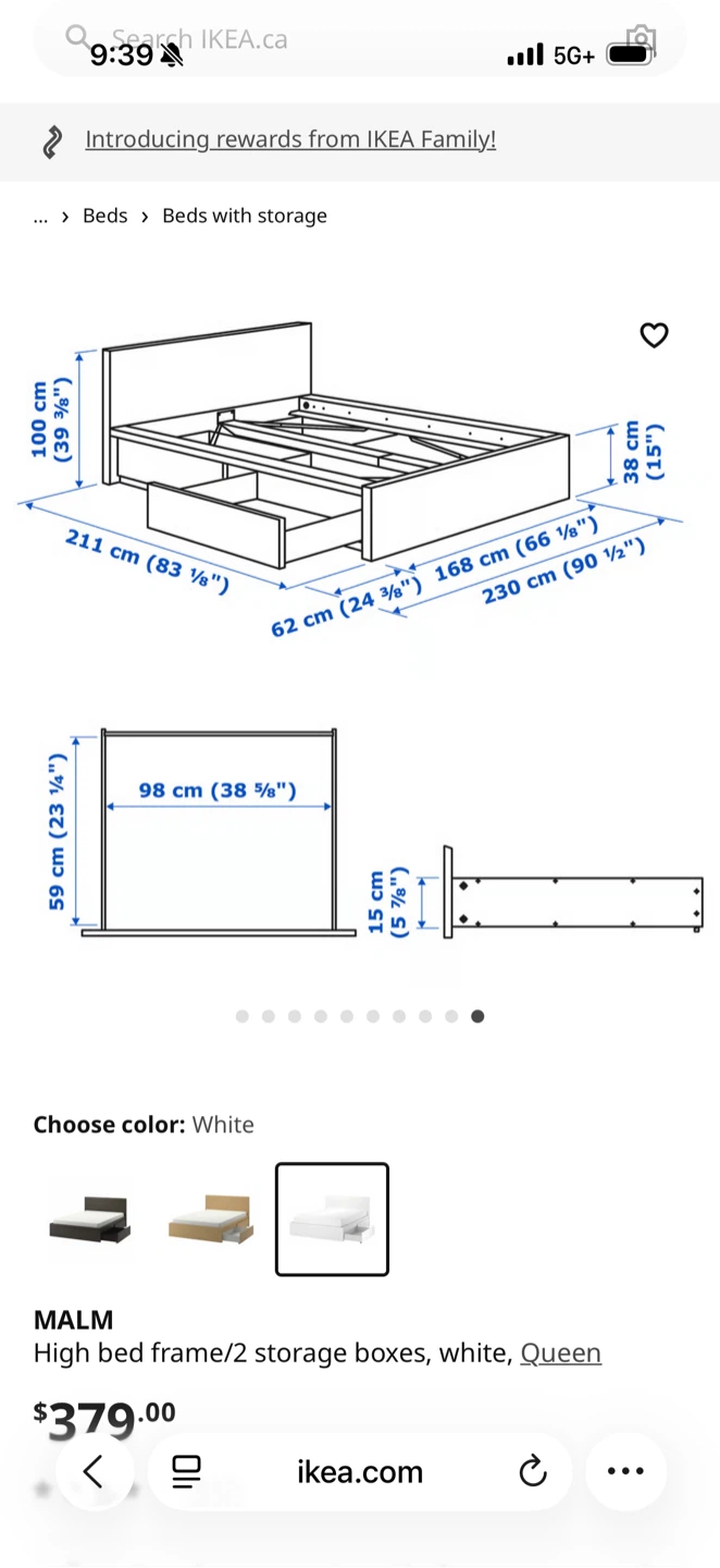 IKEA Malm Queen Bed Frame w/ Storage - White - photo 3