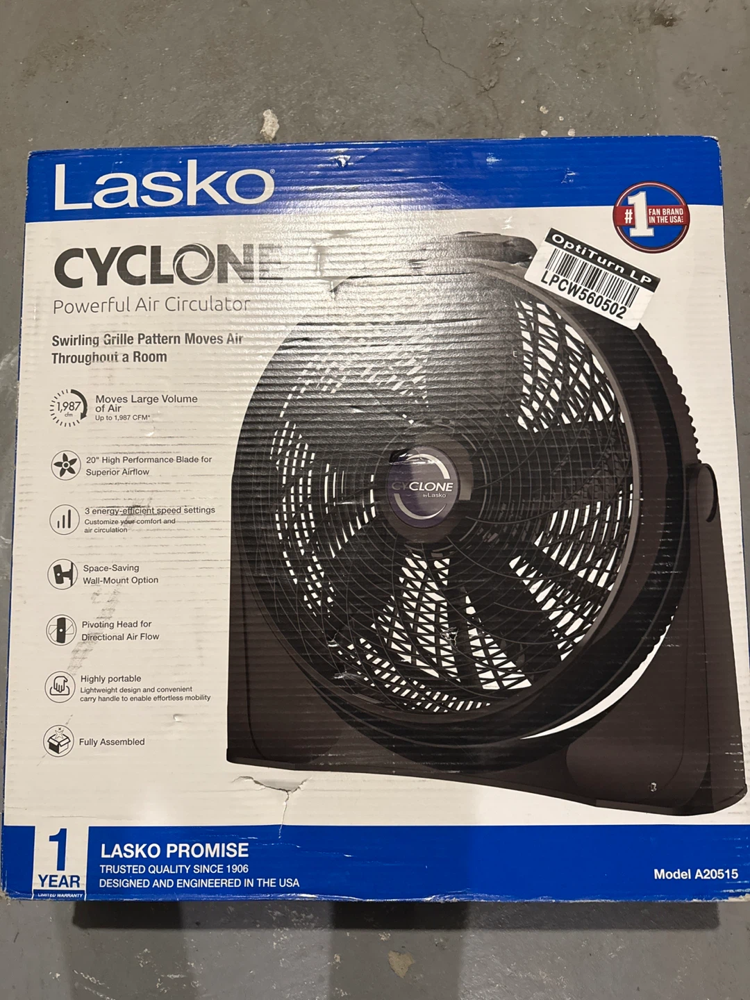 Lasko Cyclone Powerful Air Circulator - Like New!