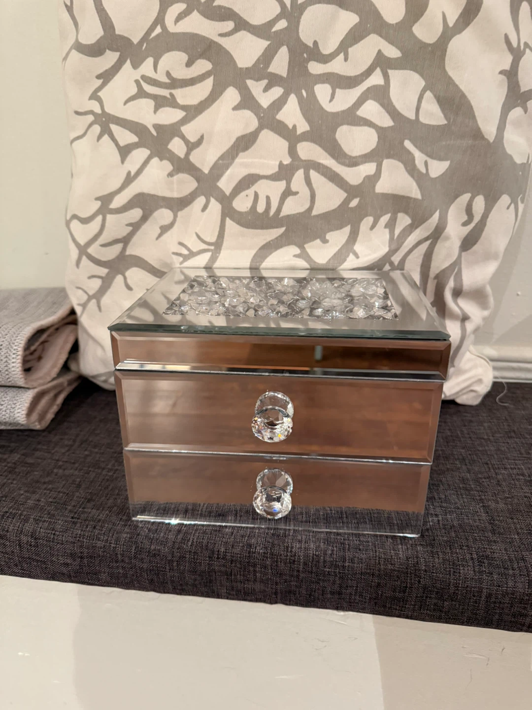 Mirrored Jewellery Box with Crystal Accents