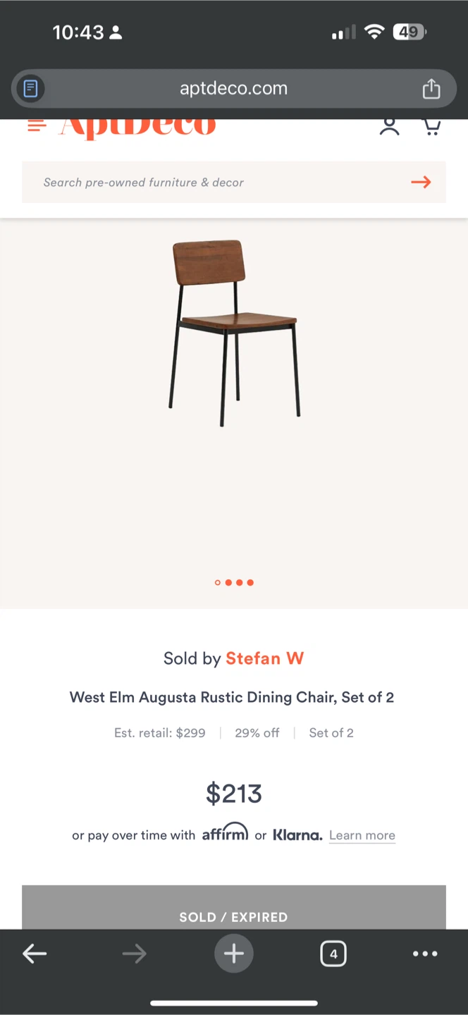 Set of 2 West Elm Augusta Rustic Dining Chair - photo 3