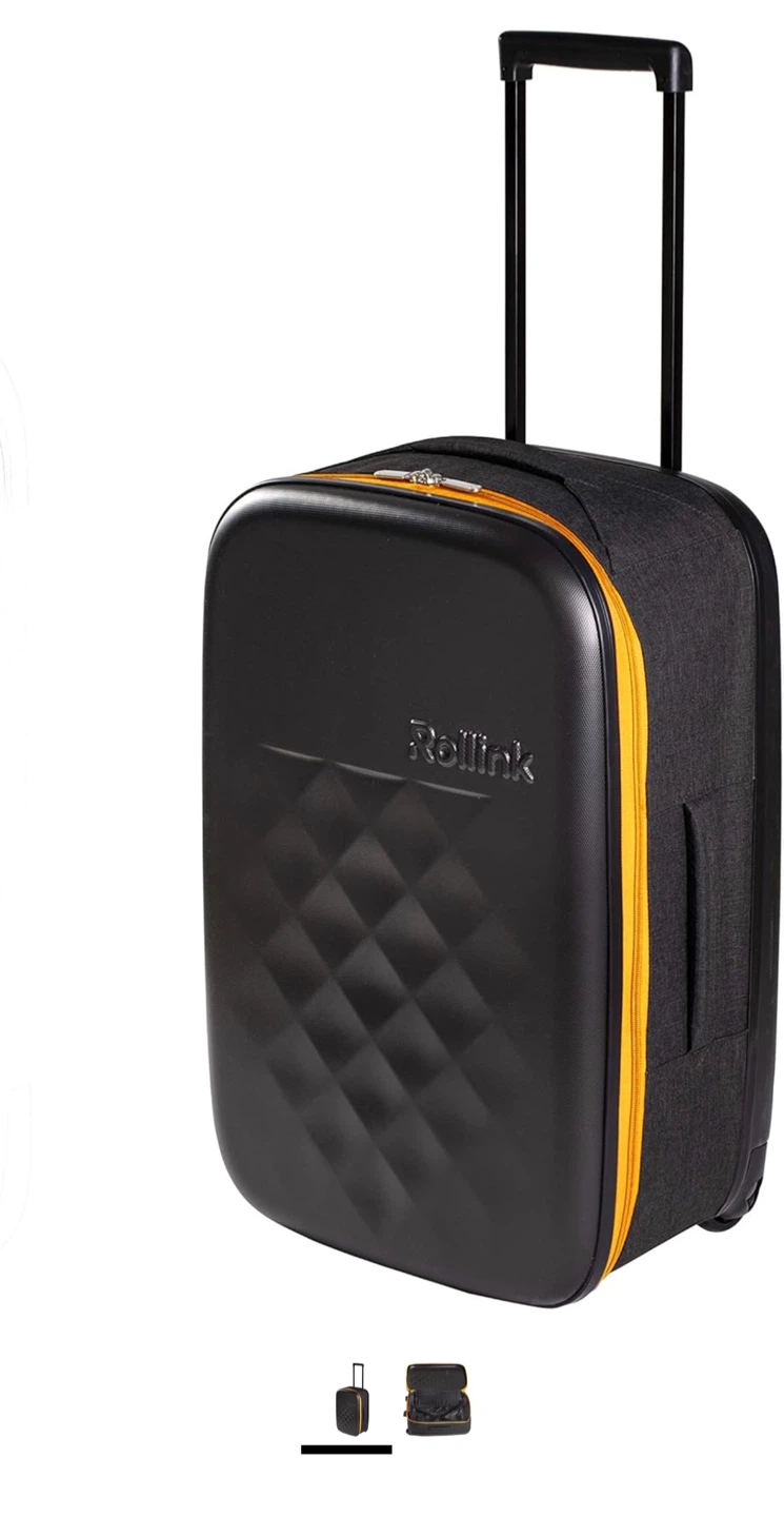 Rollink Cabin Suitcase - Black with Yellow Trim