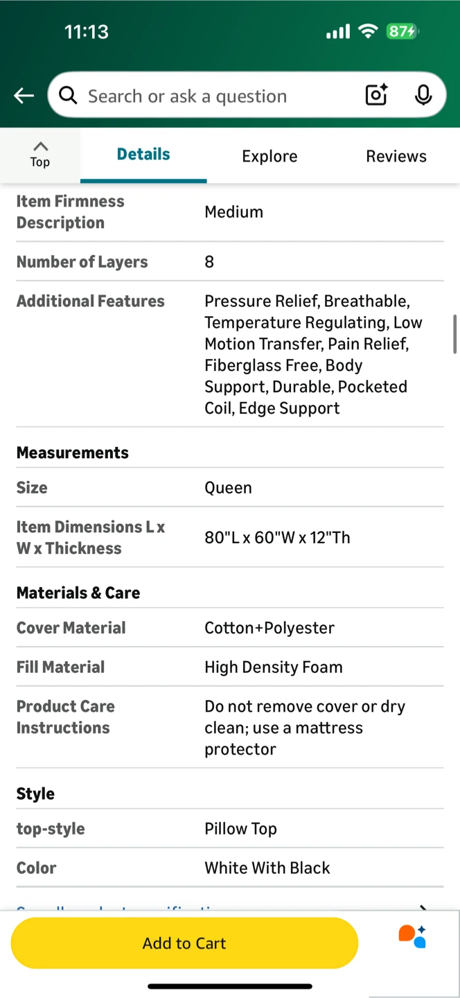 Queen Size 12-Inch Memory Foam Mattress