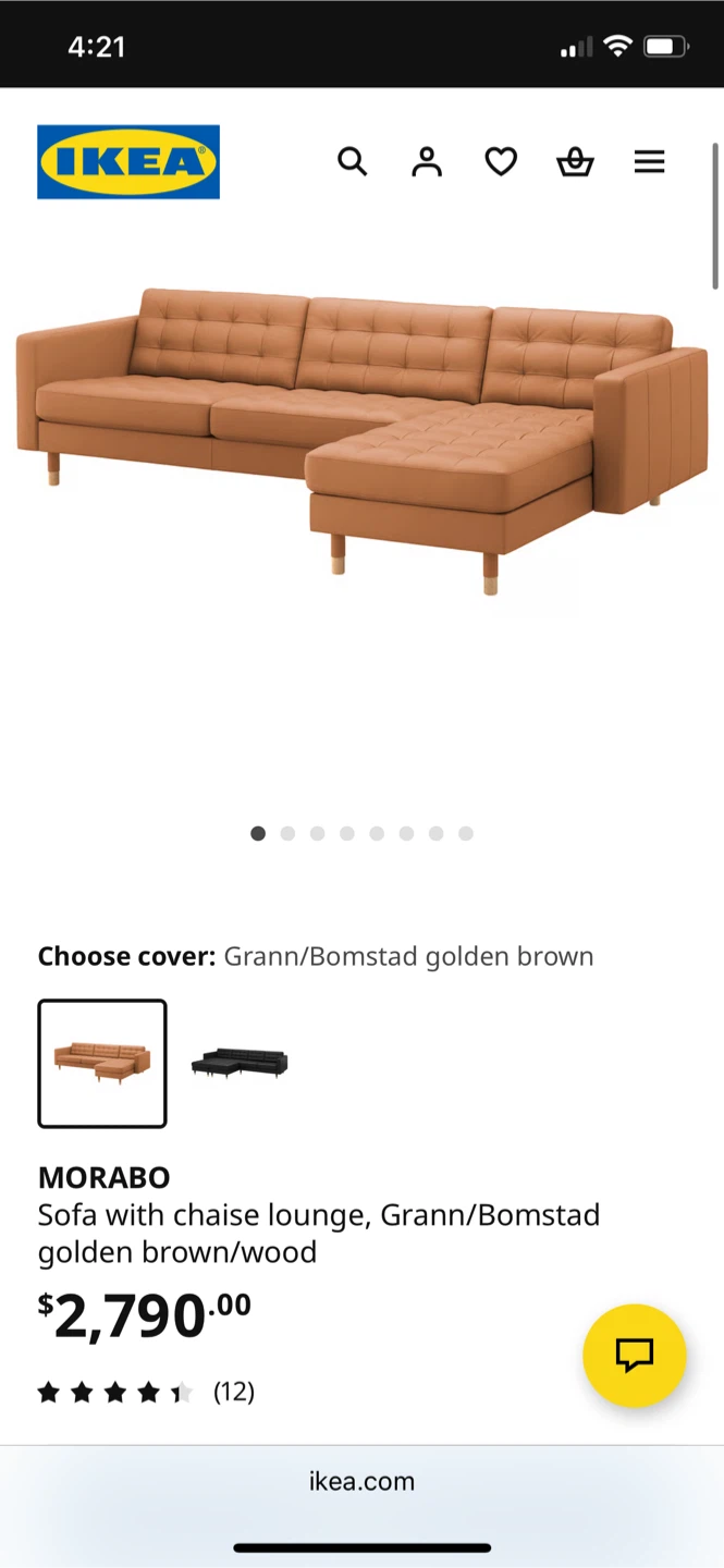 IKEA Morabo Sofa with Chaise - Golden Brown - photo 2