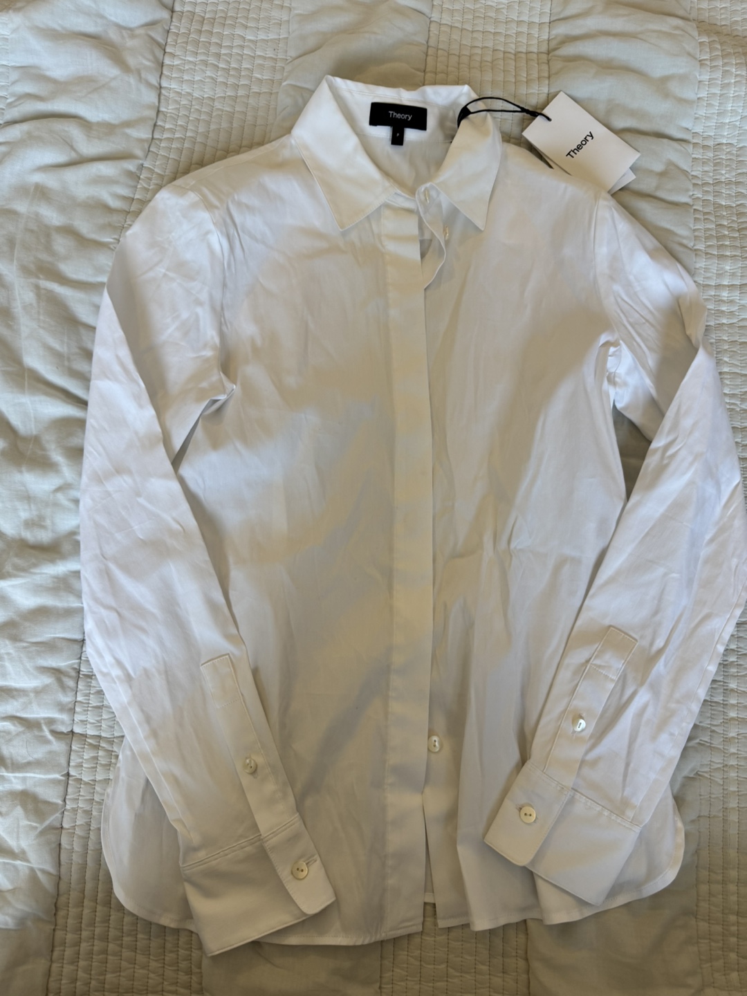 New Theory White Fitted Shirt Size P - photo 3