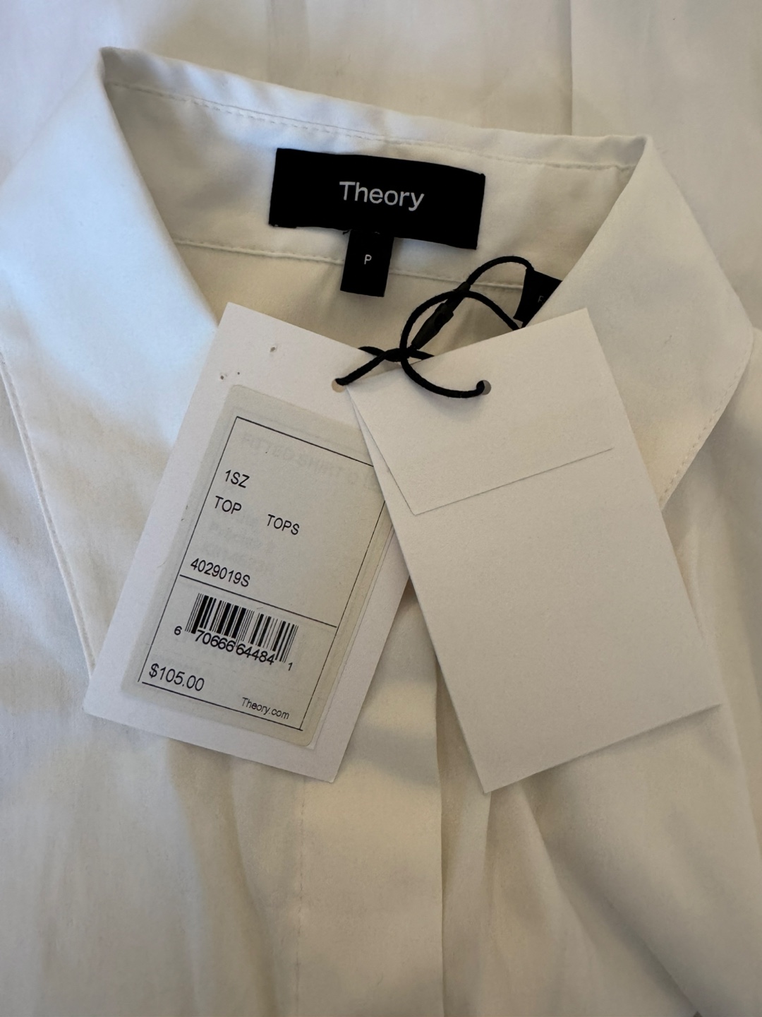 New Theory White Fitted Shirt Size P