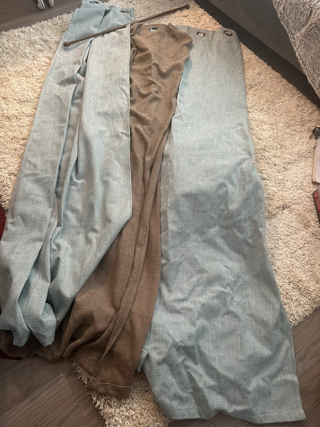Curtains - Light Blue & Brown - photo 2