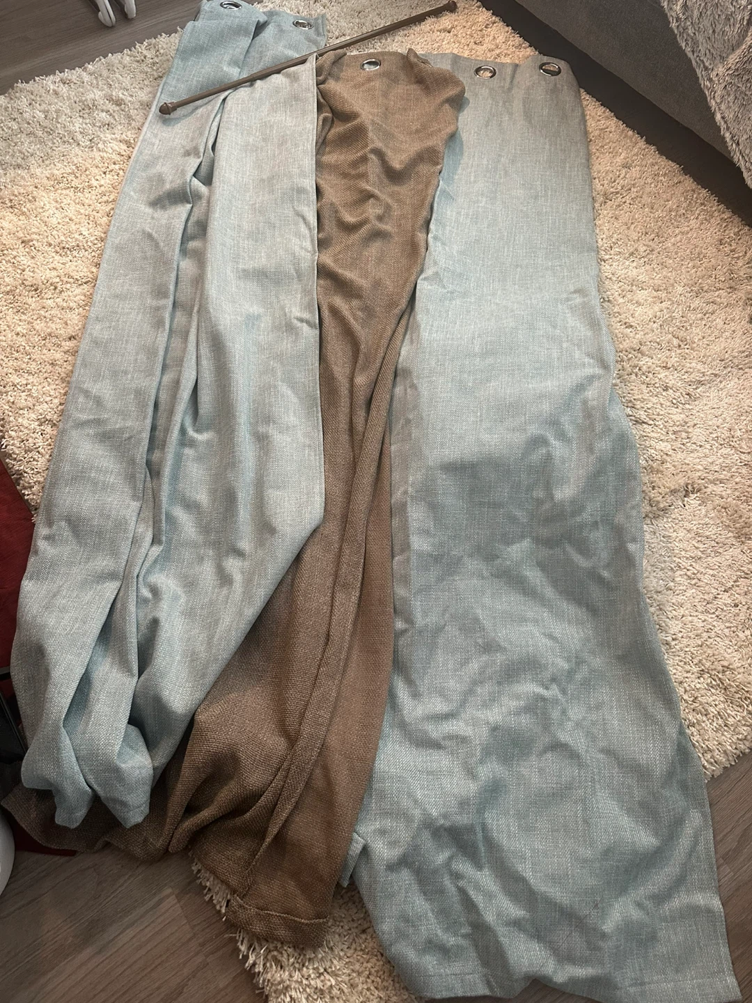 Curtains - Light Blue & Brown