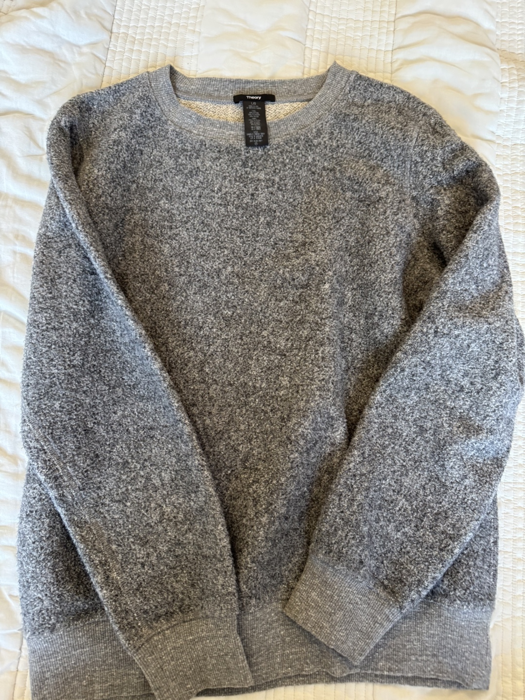 Theory Gray Terry Crewneck - Size L - photo 4