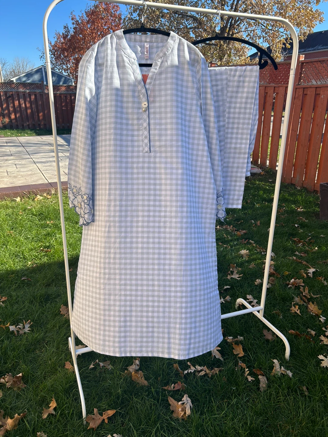 Ethnic Grey Embroidered Cord Set