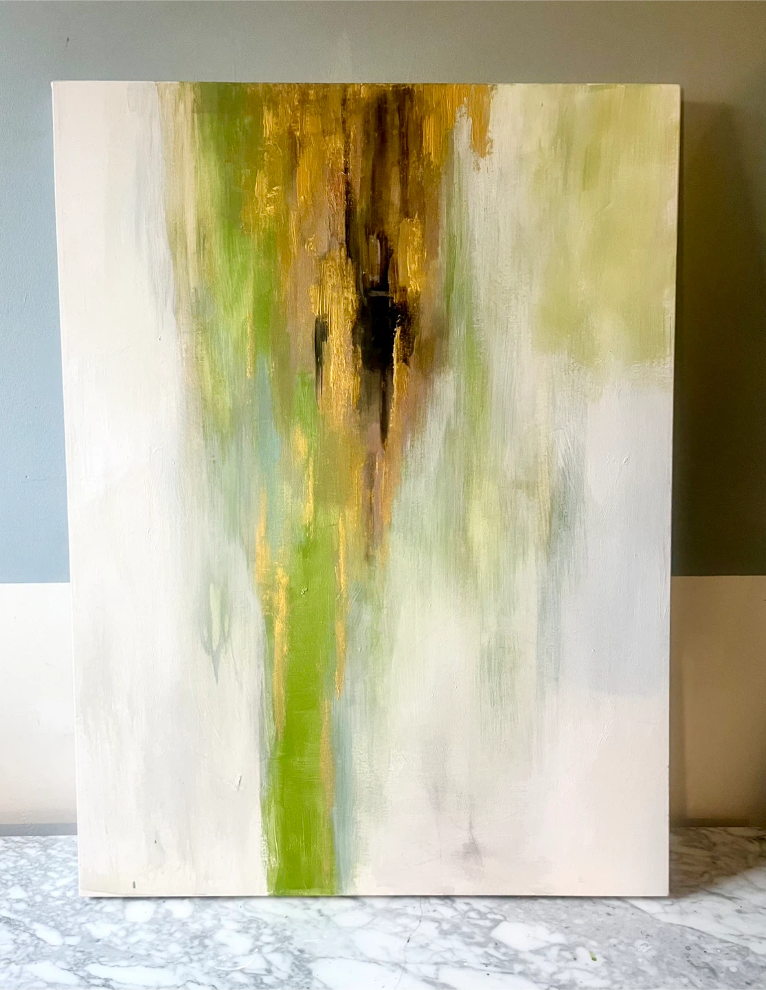 Abstract Painting - Gold, Green, Black