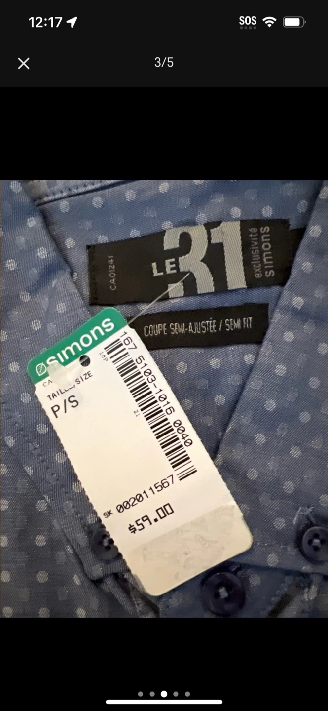 Le 31 Simons Semi-Fit Shirt - Size Small - photo 3