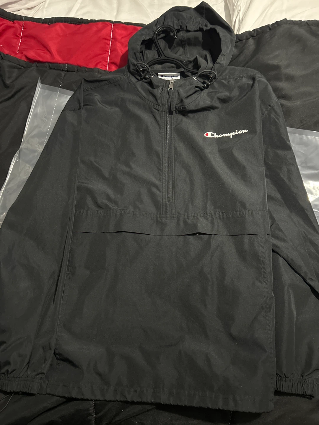 Champion Black Pullover Jacket - Size L