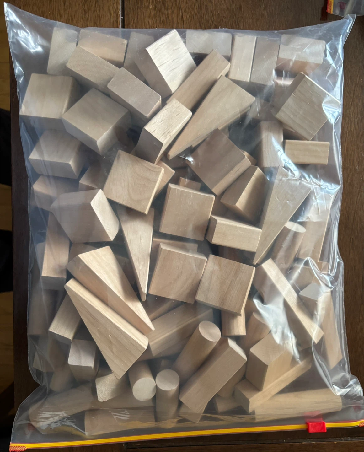 Bag of 94 Wooden Building Blocks