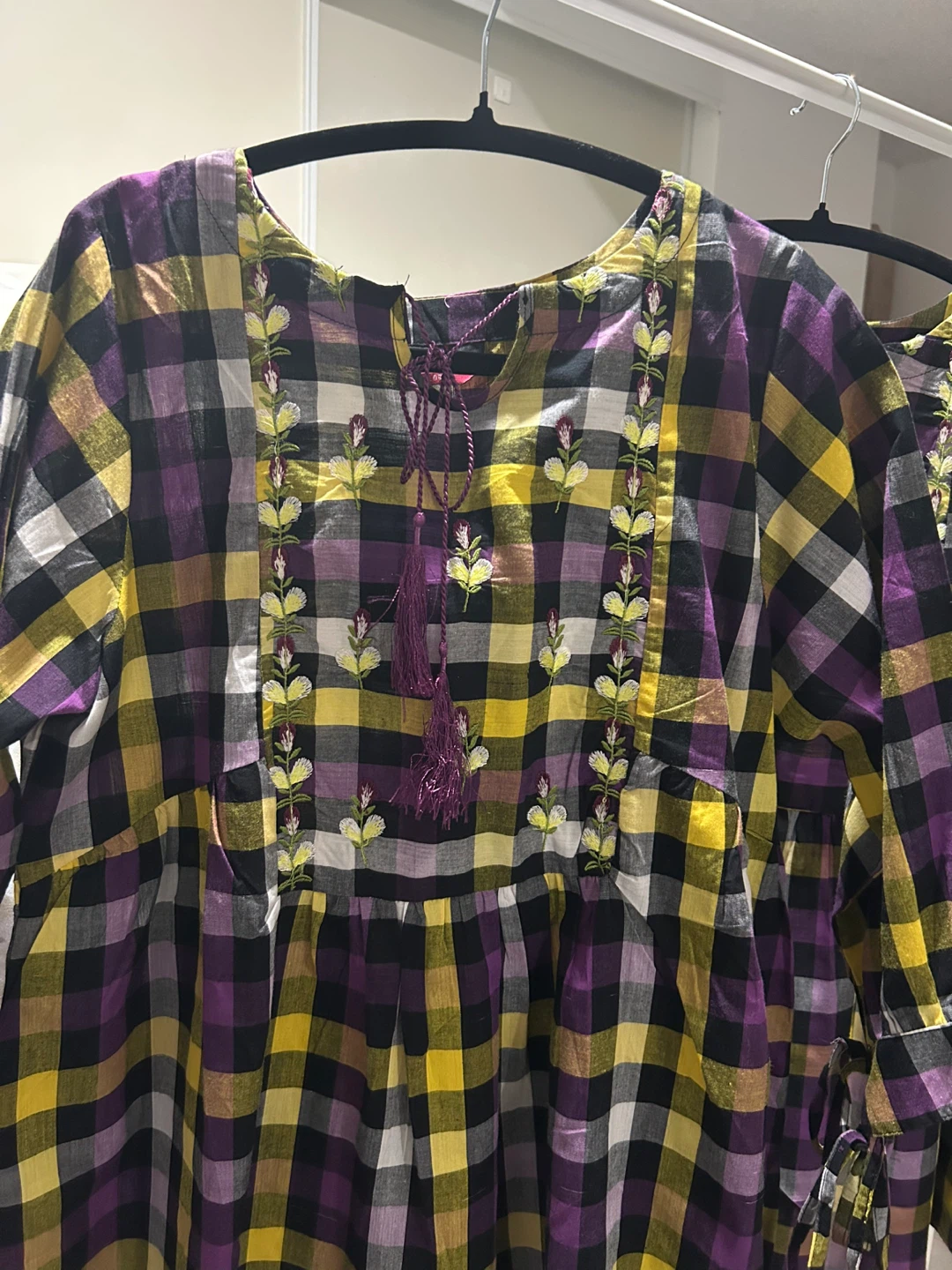 Embroidered checkered Tunic - photo 3
