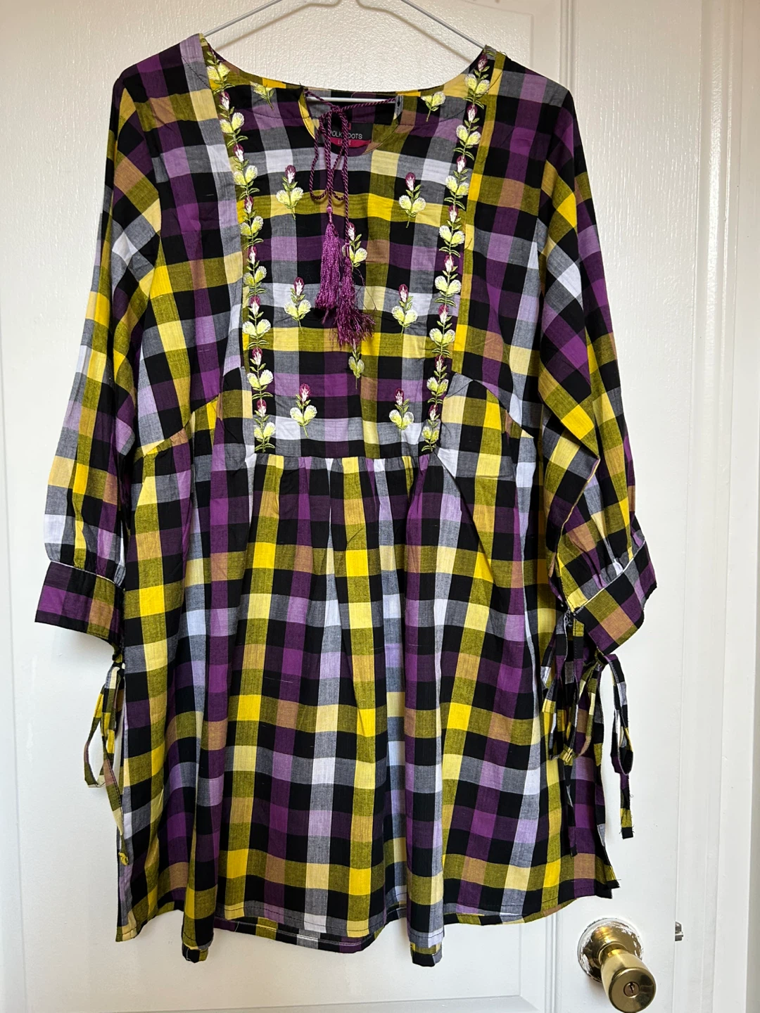 Embroidered checkered Tunic