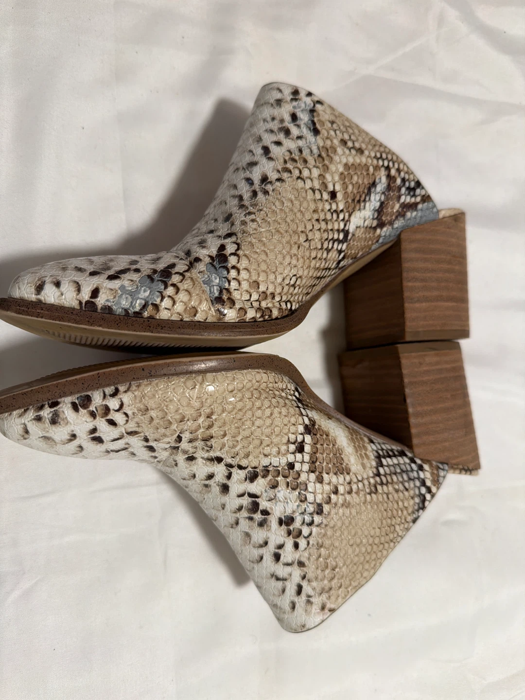 Snakeskin Report Print Heeled Mules # size7 - photo 3